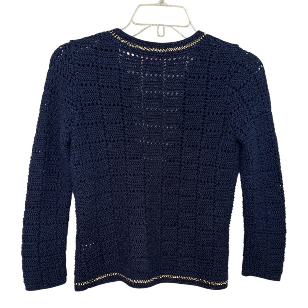 Lily Pulitzer navy cardigan with gold chain accents XS EUC DH-15 - Picture 3 of 6